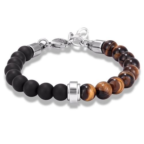 Bracelet Perlé Classique Pour Hommes, 8mm, Pierre D'oeil De Tigre, Breloque En Acier Inoxydable, Chaîne, Bijoux Cadeau