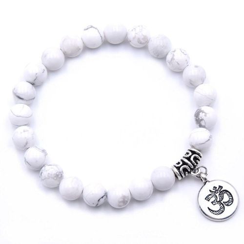 Bracelet En Pierre Naturelle Om Bouddha, Perles D'amazonite Mate, Mala, Pour Femmes, Hommes, Yoga, Nouveau