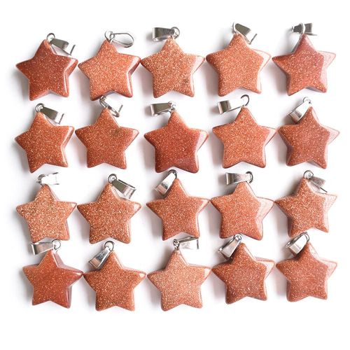 Pendentifs De Charme Étoile À Cinq Branches, Pierre De Sable Doré De Bonne Qualité Pour La Fabrication De Bijoux, 50 Pièces/Lot, Vente En Gros, 2020
