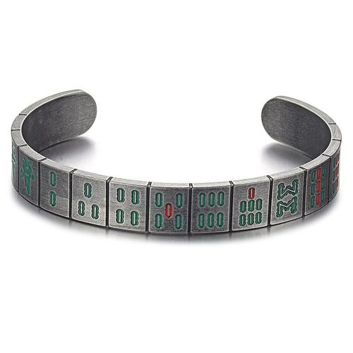 Bracelets De Mahjong En Acier Inoxydable Pour Femmes Et Hommes, Manchette Ouverte De Culture Chinoise Viking, Bijoux Classiques Unisexes, Cadeaux