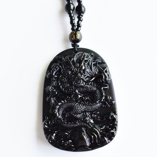 Collier Antique En Obsidienne Naturelle, Pendentif En Poisson Dragon Noir, Bijoux En Obsidienne Pour Hommes Et Femmes, Livraison Gratuite