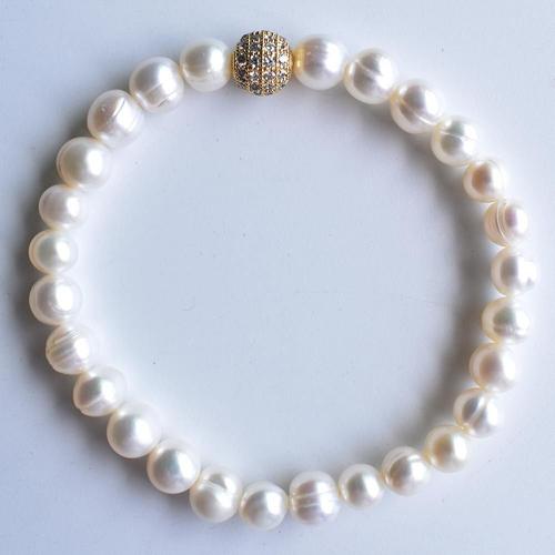Bracelet En Perles D'eau Douce 100% Naturelles Pour Homme Et Femme, Bijou À La Mode, Presque Rond, Livraison Gratuite