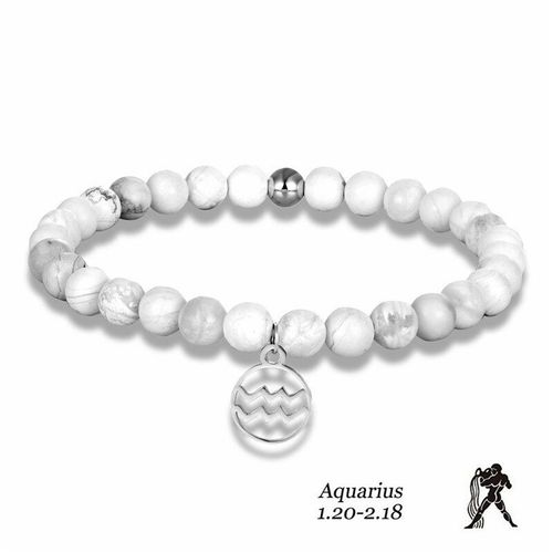 12 Bracelets À Breloques En Acier Inoxydable Pour Homme Et Femme, Perles Du Zodiaque, Pierre Blanche Naturelle De 6mm, Accessoires Pour Yoga, Couple, Bijoux