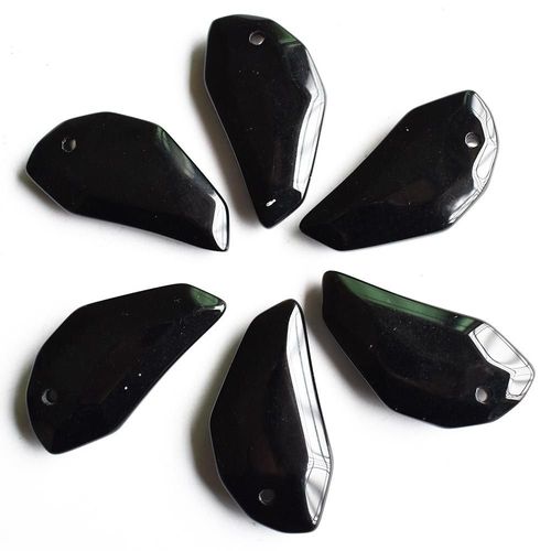 Pendentif En Forme De Dents De Loup Pour Hommes, Pierre Naturelle, Onyx Noir, Breloque Pour Collier, Fabrication De Bijoux, Lot De 6 Pièces, Vente En Gros Gratuite
