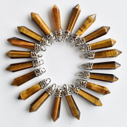 Pendentif En Pierre D'oeil De Tigre Naturelle De Bonne Qualité, Pour La Fabrication De Bijoux, 10x32mm, Lot De 20 Pièces, Vente En Gros, 2020