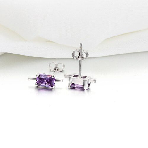 Boucles D'oreilles Carrées En Cristal Pour Femmes, Plaqué Diamant, Argent 925, Bijoux Tendance, Tempérament Violet, 2020