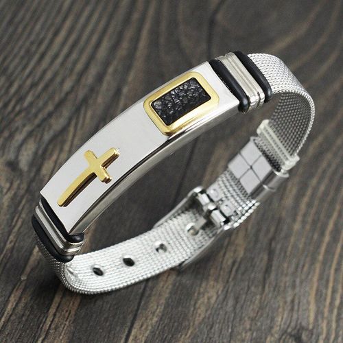 Bracelet En Maille En Acier Titane 316l, Bracelet En Acier Inoxydable, Croix Religieuse En Or, Bijoux Hip Hop Pour Hommes, 2021