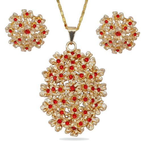 Ensemble De Bijoux En Or Rose Avec Strass Pour Femmes Africaines, Prix De Gros, Collier, Boucle D'oreille, Pendentif, Cadeau De Mariage
