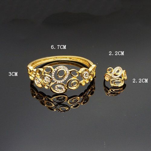 Ensemble De Bijoux En Plaqué Or Pour Femmes, Bracelet Fin, Bague À La Mode, Nouveau Design, Strass