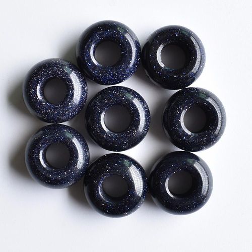 Breloques Rondes En Pierre De Sable Bleu De Haute Qualité, Perles De 8x14mm Pour Bracelets, Lot De 30 Pièces, Vente En Gros, Livraison Gratuite