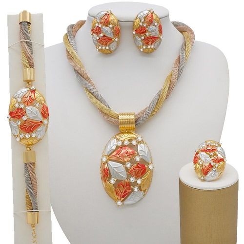 Ensemble De Bijoux En Plaqué Or, Grand Collier Africain, Bijoux Fins De Fête Pour Femmes, Collier De Dubaï