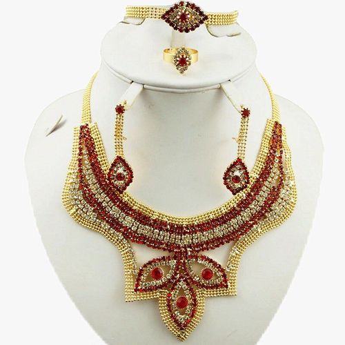 Ensemble De Bijoux En Plaqué Or Pour Femmes, Bijoux Africains, Grands Bijoux Indiens, Collier De Mariage, Vente En Gros
