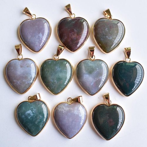 Pendentifs En Forme De C¿Ur, En Onyx Naturel Indien De Bonne Qualité, Or, 25mm, Pour La Fabrication De Bijoux, Vente En Gros, 10 Pièces/Lot, Nouvelle Collection 2020, Livraison Gratuite