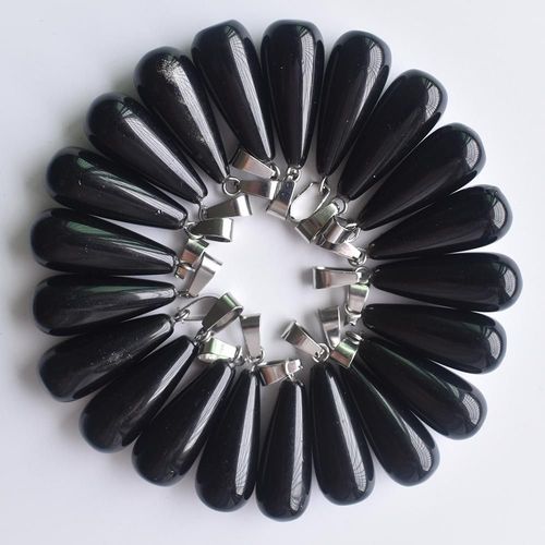 Pendentifs En Forme De Goutte D'eau, Lot De 30 Pièces, Onyx Noir Naturel De Bonne Qualité, Pour Bricolage, Fabrication De Bijoux, Livraison Gratuite