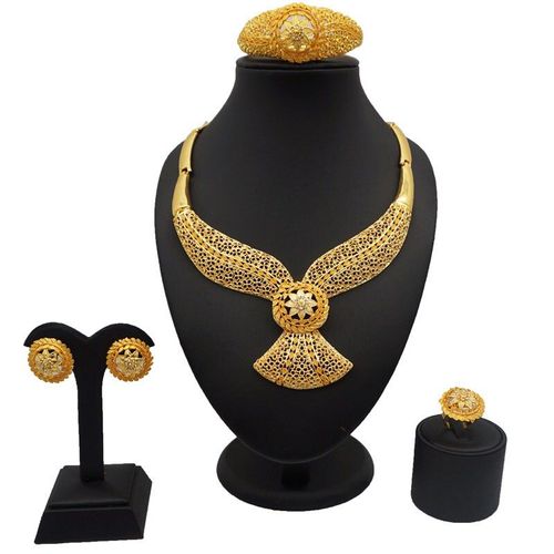 Ensemble De Bijoux En Or Pour Femmes Africaines, Collier En Pierre, Parure De Mariée, Dubaï, Bijoux De Mariage, Nouveau Design