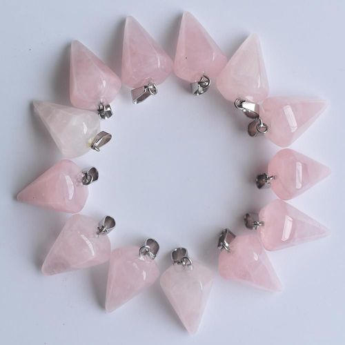 Breloques En Pierre Naturelle Rose De Haute Qualité, Pendentifs De Pendule À Facettes Pour La Fabrication De Bijoux, Vente En Gros, 12 Pièces/Lot, 2020