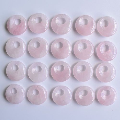 Nouvelle Pierre De Quartz Naturelle De Bonne Qualité, 20 Pièces/Lot, Gogo Donut Rose, Pendentifs, Perles De 18mm Pour La Fabrication De Bijoux, Vente En Gros, Livraison Gratuite