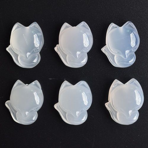 Pendentifs En Pierre D'onyx Blanche Naturelle De Haute Qualité, Breloques En Renard Sculpté Pour La Fabrication De Bijoux, Vente En Gros, 6 Pièces/Lot, Livraison Gratuite