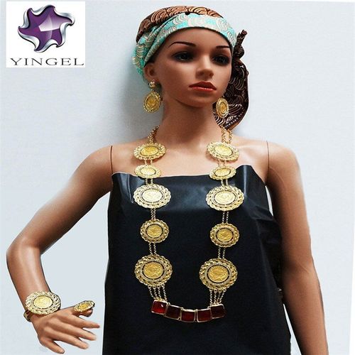 Ensemble De Bijoux Couleur Or, Grande Pierre, Bijoux Fins De Mariage, Grand Collier Pour Femmes Africaines