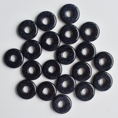 Pendentif En Pierre De Sable Bleu De Bonne Qualité, Gogo Donut, Perles De 18mm Pour La Fabrication De Bijoux, Livraison Gratuite, Vente En Gros, 20 Pièces/Lot