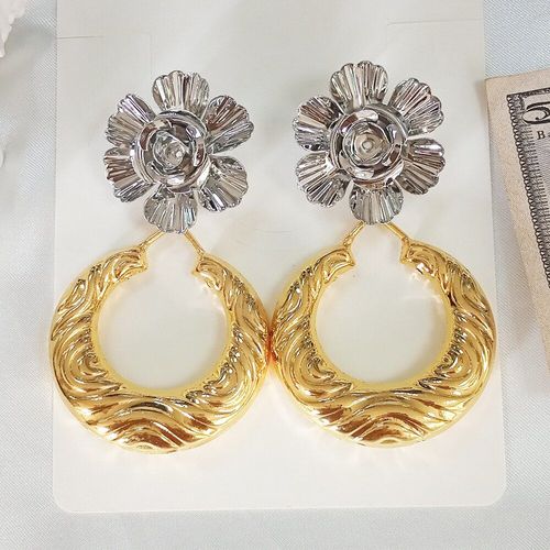 Grandes Boucles D'oreilles Vintage Pour Femmes, Pendentif En Métal Doré À Grande Fleur, Tendance, Bijoux À La Mode, 2020