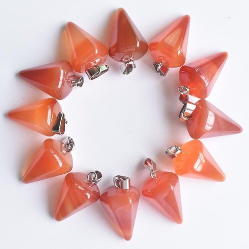 Pendentifs De Pendule À Facettes En Onyx Rouge Naturel, De Haute Qualité, Pour La Fabrication De Bijoux, Vente En Gros, 12 Pièces/Lot, 2020