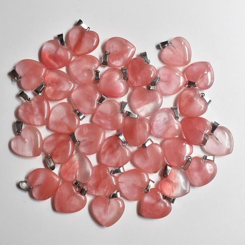 Pendentif Coeur D'amour En Pierre Rouge Pastèque Naturelle De Bonne Qualité, Fabrication De 20mm, Vente En Gros, 2020