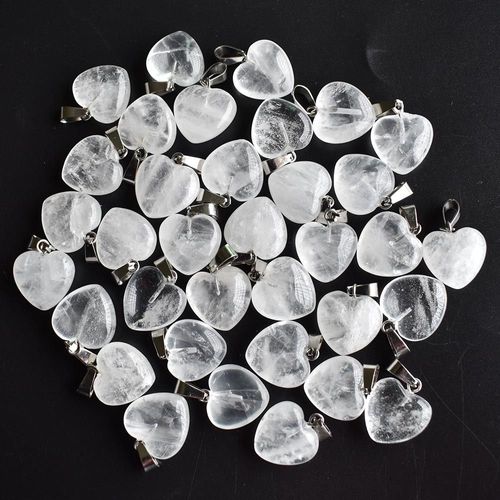 Breloques En Forme De C¿Ur En Cristal Blanc, Pierre Naturelle De Bonne Qualité, Pendentif Pour La Fabrication De Bijoux, 16mm, 50 Pièces/Lot, Vente En Gros Gratuite, 2021