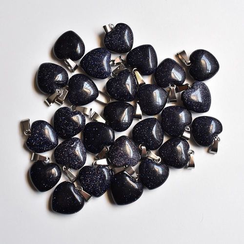 Pendentifs En Pierre De Sable Bleu De Haute Qualité, Breloques En Forme De C¿Ur D'amour, Adaptées À La Fabrication De Bijoux, 16mm, 50 Pièces/Lot, Vente En Gros, Livraison Gratuite, 2020
