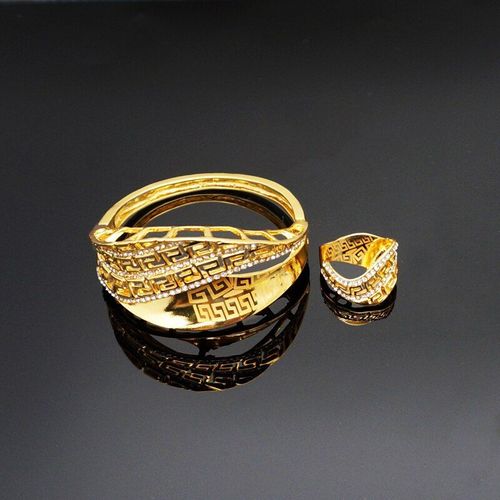 Ensemble De Bijoux En Plaqué Or Pour Femmes, Bijoux Fins, Bague À La Mode, Nouveau Design, Bracelet En Strass