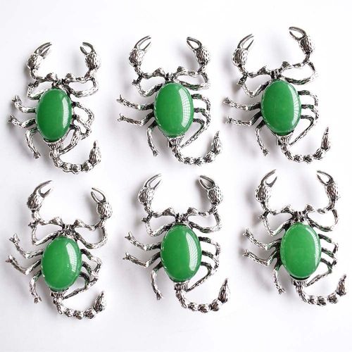 Pendentif En Forme De Scorpion Pour La Fabrication De Bijoux, 6 Pièces/Lot, En Onyx Gree Naturel, 2020
