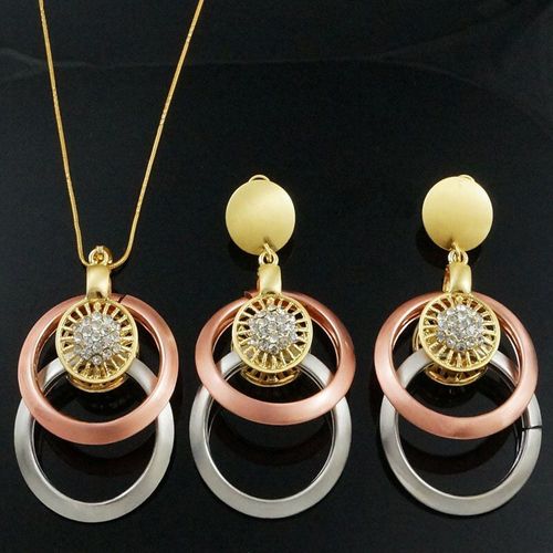 Ensemble De Bijoux En Or Rose Avec Strass Pour Femmes Africaines, Prix De Gros, Collier, Boucle D'oreille, Pendentif, Cadeau De Mariage