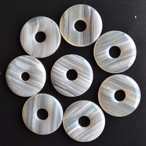 Collier Avec Pendentif En Onyx Et Beignet, En Forme De Stries Naturelles, De Qualité Supérieure, 30mm, Rond, Bijoux Pour Femmes, Cadeaux, Vente En Gros, 8 Pièces/Lot, Gratuit