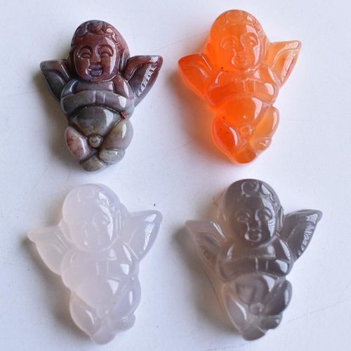 Pendentifs En Onyx Naturel De Bonne Qualité, Mélange De Breloques Ange Sculptées Pour La Fabrication De Collier, Vente En Gros, 4 Pièces/Lot, 2020