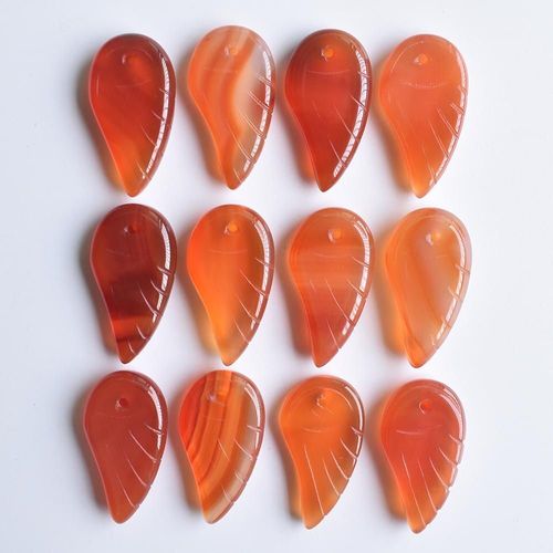 Breloques Ailes D'ange Et Pendentifs En Pierre D'onyx Rouge Naturelle Sculptée, Bijoux De Bonne Qualité, Vente En Gros, 12 Pièces/Lot