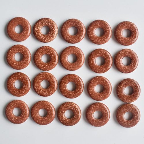 Pendentif En Pierre De Sable Doré De Bonne Qualité, Gogo Donut, Perles De 18mm Pour La Fabrication De Bijoux, Livraison Gratuite, Vente En Gros, 20 Pièces/Lot