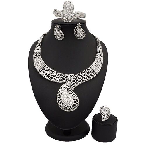 Ensemble De Bijoux En Argent Pour Femmes, Bijoux Africains, Grand Ensemble, Collier, Ensembles De Mariage, Bijoux En Pierre