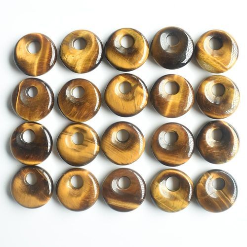 Pierre D'oeil De Tigre Naturelle De Bonne Qualité, Gogo Donut, Breloques, Pendentifs, Perles De 18mm Pour La Fabrication De Bijoux, Vente En Gros, 20 Pièces/Lot, Livraison Gratuite