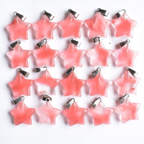 Pendentifs En Pierre Rouge Pastèque Cinq Étoiles Pour La Fabrication De Bijoux, Vente En Gros, 50 Pièces/Lot, Livraison Gratuite
