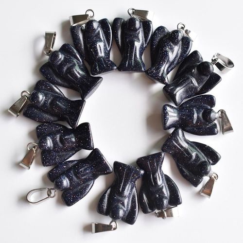Pendentifs En Pierre De Sable Bleu Sculpté, Breloques D'ange Pour La Fabrication De Bijoux, Vente En Gros, 20 Pièces/Lot, Livraison Gratuite