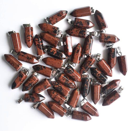 Pendentifs En Pierre De Cygne Doré Naturel, 50 Pièces/Lot, Bijoux De Bonne Qualité, Pilier Hexagonal, Breloques, Fabrication Gratuite, Vente En Gros