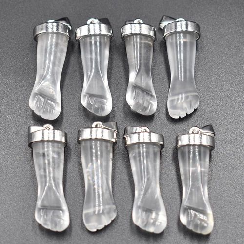 Pendentifs En Forme De Poing Pour La Fabrication De Bijoux, 8 Pièces/Lot, Pierre Naturelle, Cristal Blanc, Vente En Gros, Nouvelle Mode, 2020
