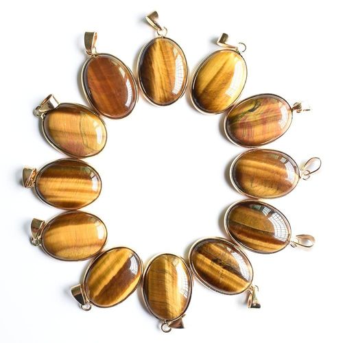 Pendentifs Ovales En Forme D'oeil De Tigre, Couleur Or, Pour La Fabrication De Bijoux, Vente En Gros, Offre Spéciale, 12 Pièces/Lot