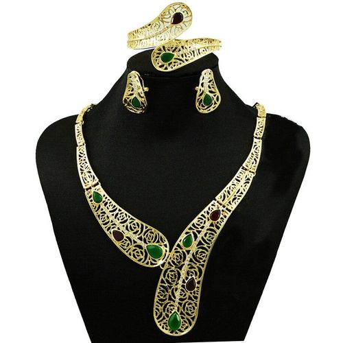 Ensemble De Bijoux Fins En Pierre De Couleur Or 18 Carats, Bijoux Fins, Grands Bijoux De Mariage, Collier Pour Femmes