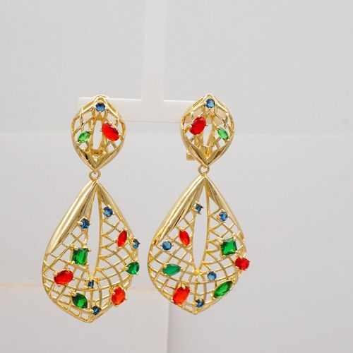 Boucles D'oreilles Pendantes De Mariage, Couleur Or, Pendentif En Métal Ajouré, Bijoux Indiens, Cadeau, 2021
