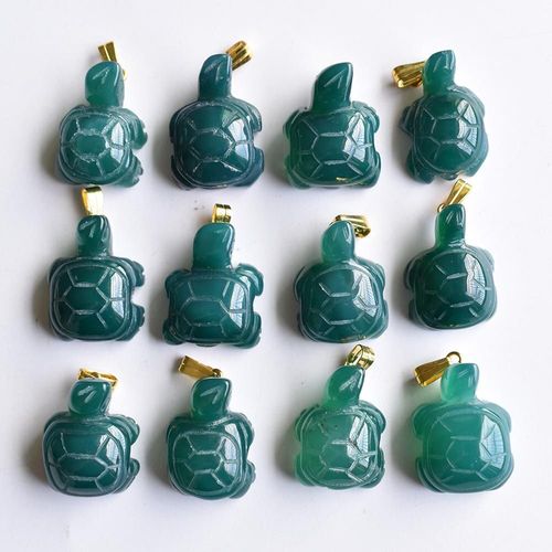 Pendentif En Onyx Vert Naturel, 12 Pièces/Lot, Tortue Sculptée, Tortue, Breloques Pour Colliers, Fabrication De Bijoux, Livraison Gratuite, Vente En Gros