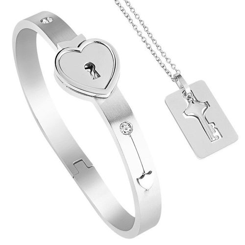 Bracelet En Acier Inoxydable Pour Couple, Serrure Concentrique, En Titane, Pour Hommes Et Femmes, Clé, Cadeau De Saint Valentin