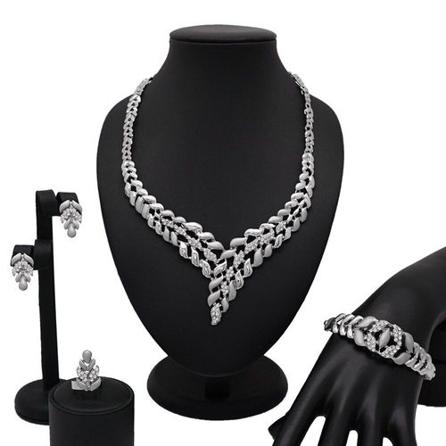 Ensemble De Bijoux En Argent Pour Femmes, Parure De Bijoux En Argent, Ensemble De Bijoux Nigérians, Colliers, Boucles D'oreilles, Bagues, Bracelet, Pour Mariée Dubaï