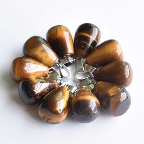Pendentifs En Forme De Goutte D'eau En Pierre D'oeil De Tigre Naturelle, 24 Pièces/Lot, Pour La Fabrication De Bijoux, Bonne Qualité, 2020