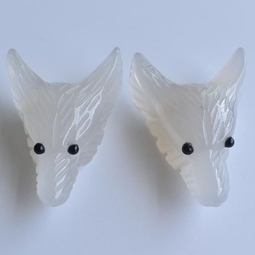 Pendentif En Forme De Tête De Loup Sculpté En Onyx Blanc Naturel, Pour La Fabrication De Collier, Bijoux, Vente En Gros, 2 Pièces/Lot, Gratuit
